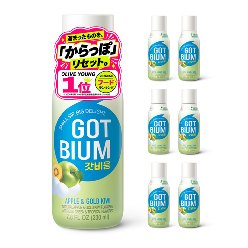 【hy公式】GOTBIUM ゴットビウム 食物繊維 3000mg 配合ドリンク プレバイオティクス 水溶性食物繊維 選べるフレーバー アップル＆ゴールドキウイ／プルーン／2種セット 230ml×6本 韓国 飲むタイプ