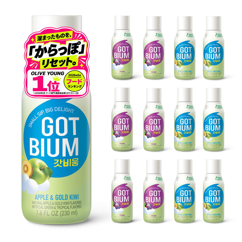 【hy公式】GOTBIUM ゴットビウム 食物繊維 3000mg 配合ドリンク プレバイオティクス 水溶性食物繊維 選べるフレーバー アップル＆ゴールドキウイ／プルーン／2種セット 230ml×12本 韓国 飲むタイプ